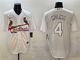 Men's St. Louis Cardinals #4 Yadier Molina White Cool Base Stitched Jersey,baseball caps,new era cap wholesale,wholesale hats